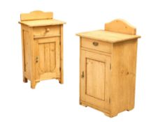 TWO STRIPPED PINE BEDSIDE CUPBOARDS