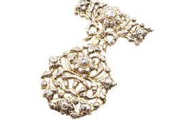 AN 18TH CENTURY DIAMOND DEVANT DE CORSAGE BROOCH