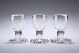 MASONIC INTEREST - A SET OF THREE FIRING GLASSES