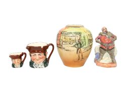 A SMALL GROUP OF ROYAL DOULTON, comprising a Dickens Ware vase