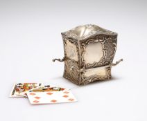 A LATE VICTORIAN SILVER PLAYING CARDS BOX