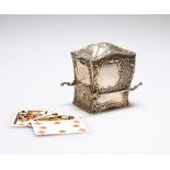 A LATE VICTORIAN SILVER PLAYING CARDS BOX