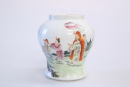 A CHINESE PORCELAIN BALUSTER VASE, painted with a fisherman