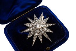 A LATE 19TH CENTURY DIAMOND STAR BROOCH