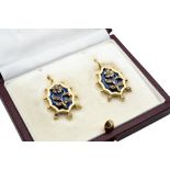 A PAIR OF LATE 19TH CENTURY ENAMEL AND DIAMOND EARRINGS