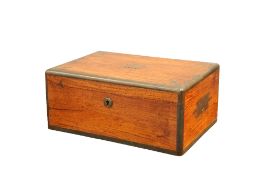 A VICTORIAN BRASS-MOUNTED CAMPHOR CAMPAIGN TOILET CASE