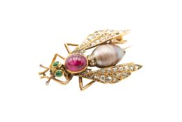 A GEM-SET INSECT BROOCH