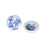 A CHINESE BLUE AND WHITE PORCELAIN BOX AND COVER