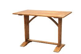 AN ARTS AND CRAFTS ELM TAVERN TABLE