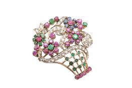 A MID-20TH CENTURY GEM-SET GIARDINETTO BROOCH