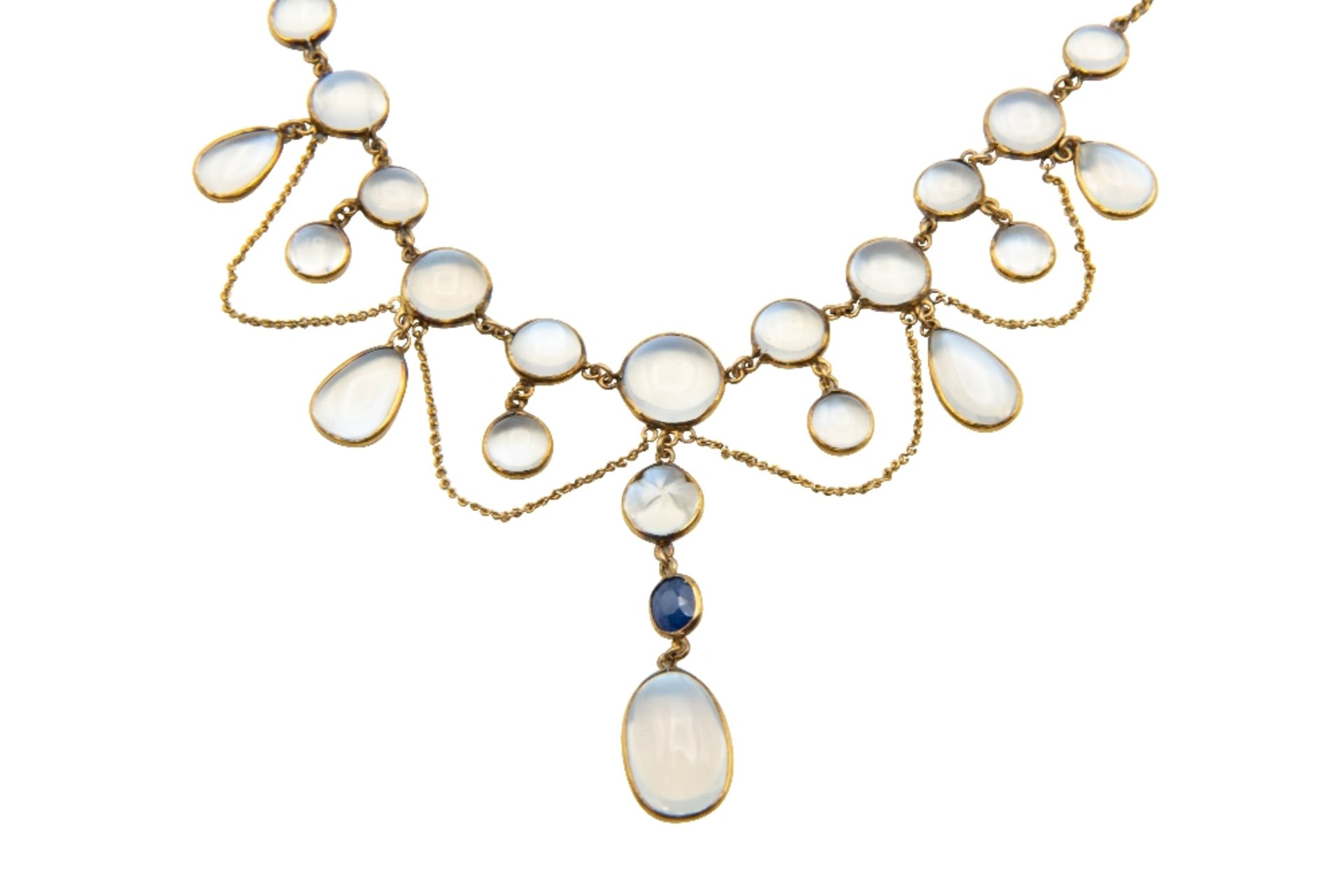 A MOONSTONE AND SAPPHIRE NECKLACE - Bild 5 aus 8