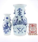TWO CHINESE BLUE AND WHITE PORCELAIN VASES