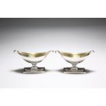 A RARE PAIR OF VICTORIAN BRITANNIA SILVER SALTS