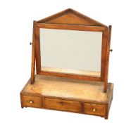 A WALNUT CUSHION-SHAPED EASEL MIRROR. 51cm by 38.5cm