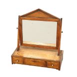 A WALNUT CUSHION-SHAPED EASEL MIRROR. 51cm by 38.5cm