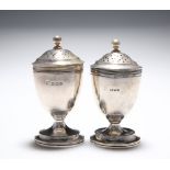 A NEAR PAIR OF GEORGE SILVER CASTERS