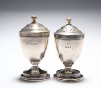 A NEAR PAIR OF GEORGE SILVER CASTERS