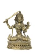 A SINO-TIBETAN BRONZE FIGURE OF BUDDHA MANJUSHRI