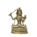 A SINO-TIBETAN BRONZE FIGURE OF BUDDHA MANJUSHRI