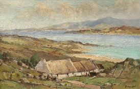 ROWLAND HILL (IRISH, 1915-1979), COTTAGES IN A LANDSCAPE