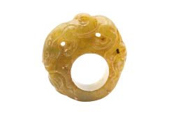 A CHINESE NEPHRITE JADE OFFICIAL'S THUMB RING