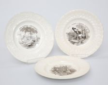 THREE MIDDLESBROUGH POTTERY NURSERY PLATES, MID 19TH CENTURY