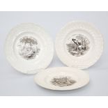 THREE MIDDLESBROUGH POTTERY NURSERY PLATES, MID 19TH CENTURY