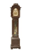 A LATE 19TH CENTURY OAK THREE-TRAIN LONGCASE CLOCK