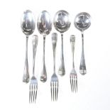 A CANTEEN OF HANOVERIAN RAT-TAIL PATTERN SILVER FLATWARE