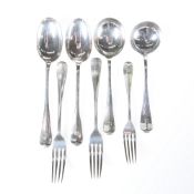 A CANTEEN OF HANOVERIAN RAT-TAIL PATTERN SILVER FLATWARE