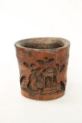 A CHINESE CARVED BAMBOO BRUSH POT