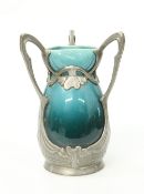 A SECESSIONIST PEWTER-MOUNTED POTTERY VASE