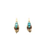 A PAIR OF MID 19TH CENTURY TURQUOISE-SET SNAKE EARRINGS
