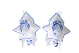 A PAIR OF WEDGWOOD PEARLWARE PICKLE DISHES