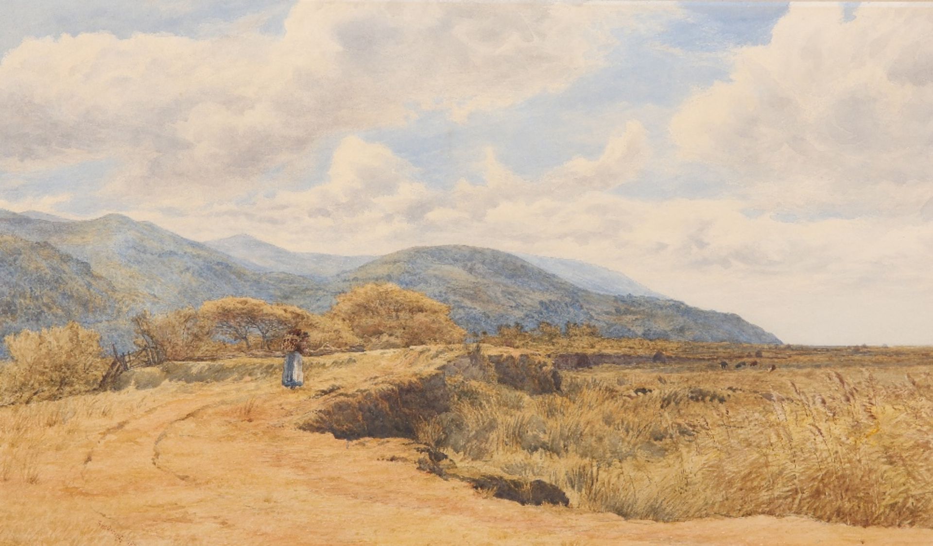 SAMUEL WILLIAM OSCROFT (1834-1924), WOMAN ON A PATH