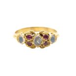 A MOONSTONE AND PINK SAPPHIRE RING