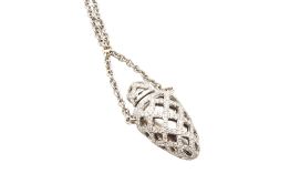 AN 18 CARAT WHITE GOLD DIAMOND-SET 'AMPOULE' PENDANT, BY THEO FENNELL