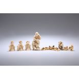 A COLLECTION OF JAPANESE IVORY CARVINGS, MEIJI PERIOD