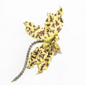 AN ENAMEL AND GEM-SET TIGER ORCHID BROOCH, BY TIFFANY & CO., CIRCA 1890