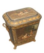 A GOOD 19TH CENTURY TOLEWARE COAL BIN