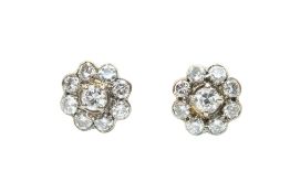 A PAIR OF DIAMOND CLUSTER EARRINGS