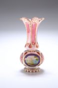 A BOHEMIAN OVERLAY GLASS VASE, 19TH CENTURY