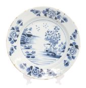 AN 18TH CENTURY DELFT BLUE AND WHITE DISH