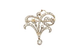 A CULTURED PEARL AND DIAMOND BROOCH