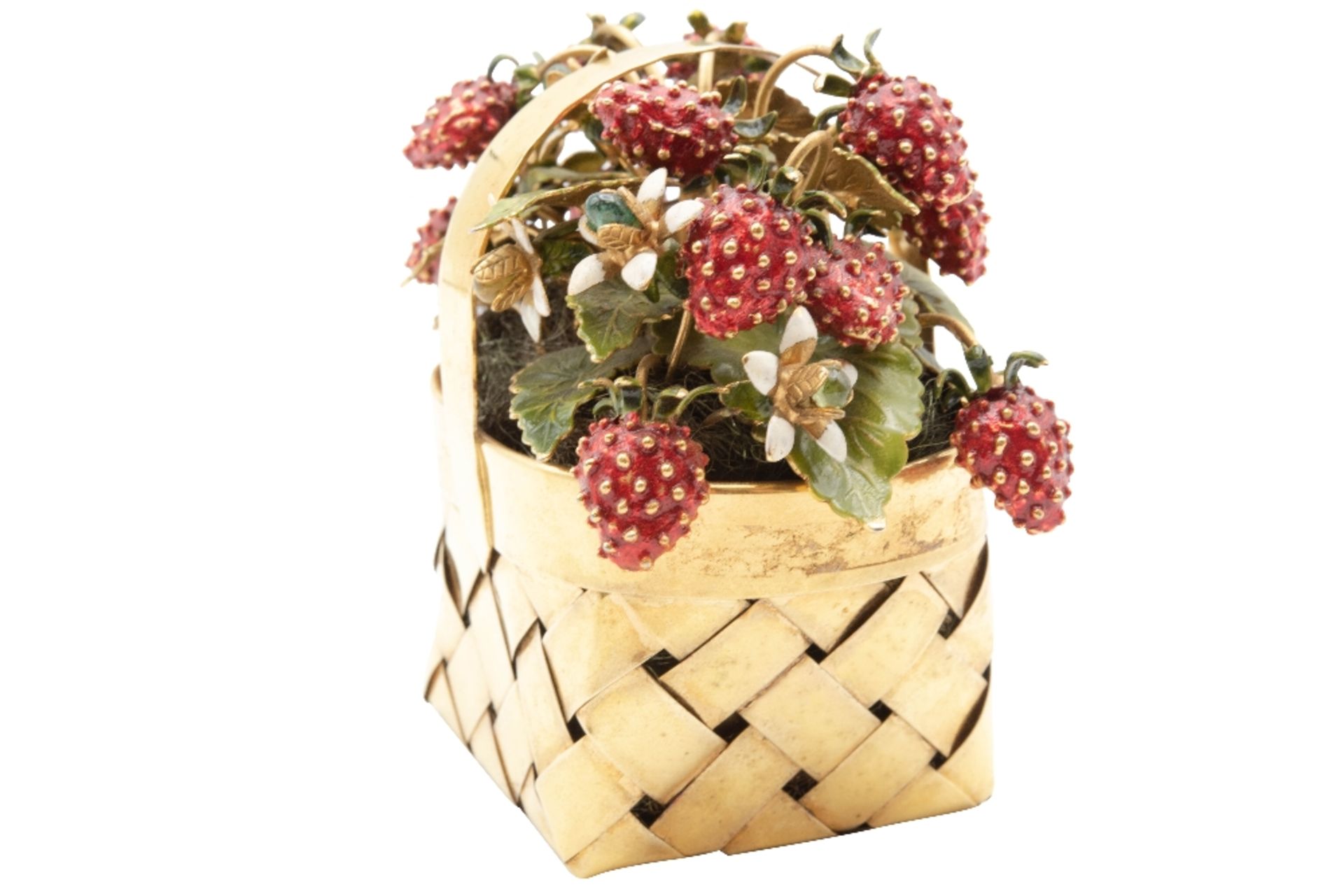 AN ENAMEL AND STERLING SILVER-GILT FRUIT BASKET, BY CARTIER - Bild 4 aus 4