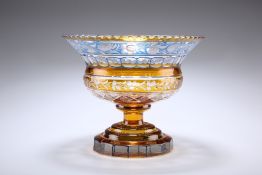 A STRIKING BOHEMIAN GLASS PEDESTAL BOWL, PROBABLY BY EGERMANN