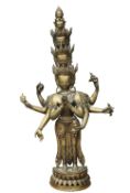 A LARGE TIBETAN BRONZE FIGURE OF BODHISATTVA AVALOKITESHVARA