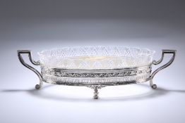 A LARGE ITALIAN SILVER-MOUNTED CUT-GLASS CENTRE BOWL, c. 1920
