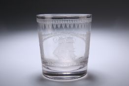 A SUNDERLAND BRIDGE GLASS BEAKER, 19th CENTURY