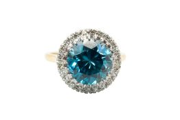 A ZIRCON AND DIAMOND CLUSTER RING